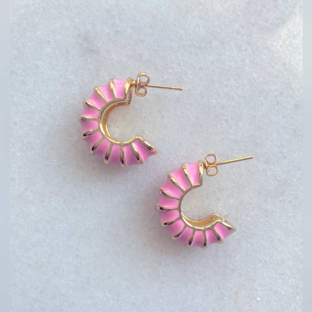 Pink & Gold Scoop Earrings